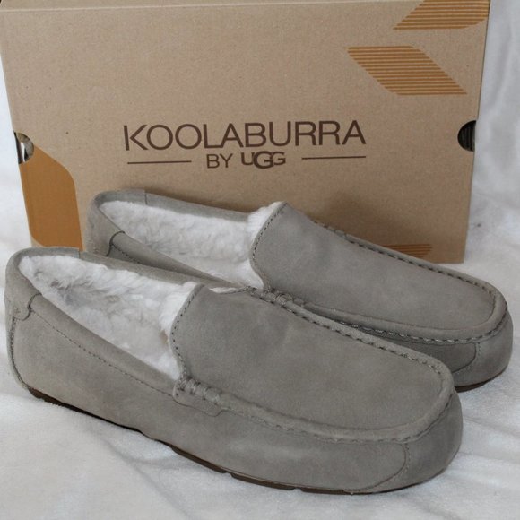 NIB UGG KOOLABURRA MEN'S SUEDE FUR LINED SLIPPERS GRAY‎ - Picture 1 of 6